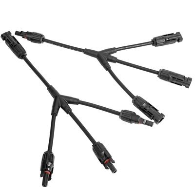 MC4光伏连接器 Y型四通 光伏组件并联接头 一分3转接头