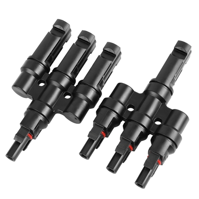 T型四通 MC4光伏连接器 光伏直流专用插头 太阳能组件一分三并联接头