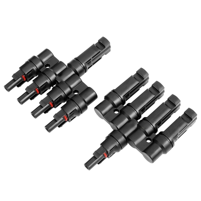 T型五通 MC4光伏连接器 光伏直流专用插头 太阳能组件一分四并联接头